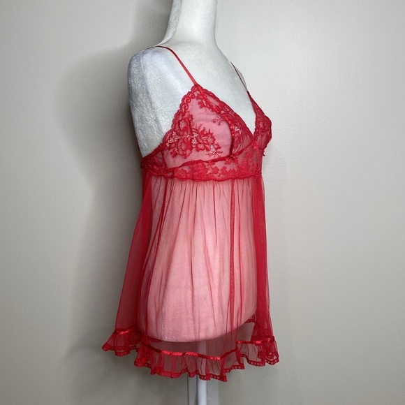 Victoria's Secret Red Lace Chemise with Ruffle Hem - Picture 2 of 8